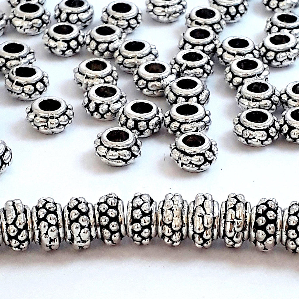 Donut Dotted Spacer Antique Silver 7x4mm - 20pcs