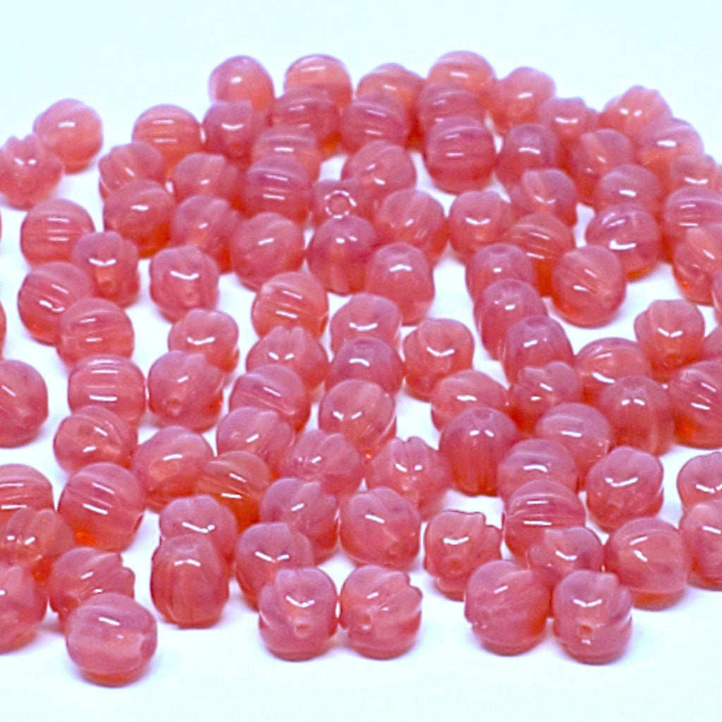 Dusty Rose Semi-Transparent Fluted Czech Glass 5mm - 30pcs