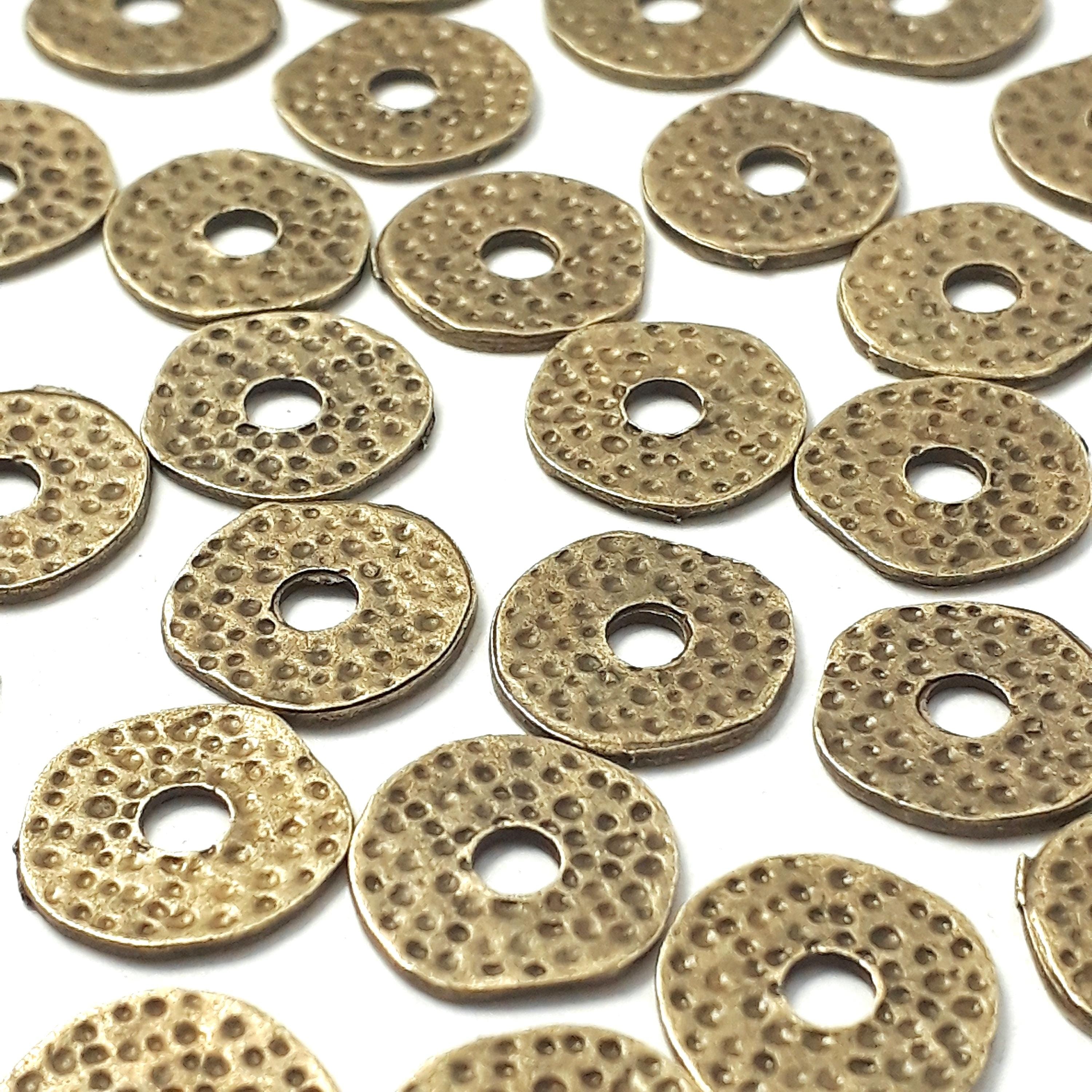 Hammered Disc Antique Bronze 11-12mm - 20pcs