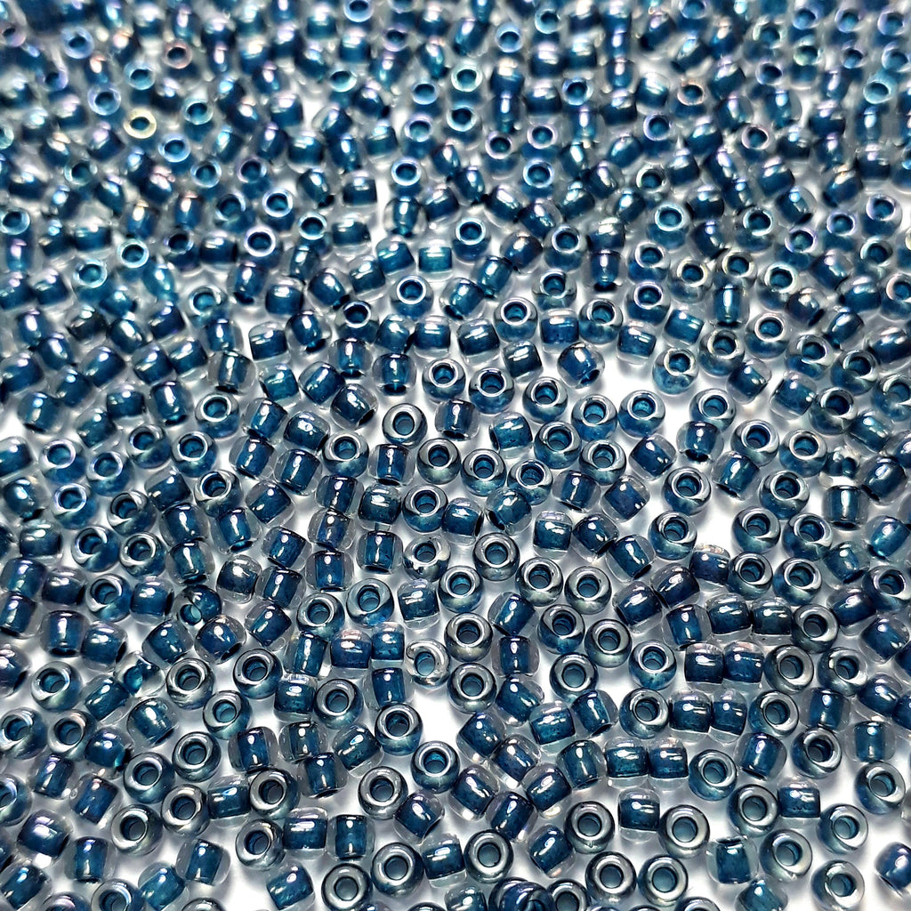 Lustre Crystal/Capri Blue-Lined TOHO Seed Glass 11/0 - 10g