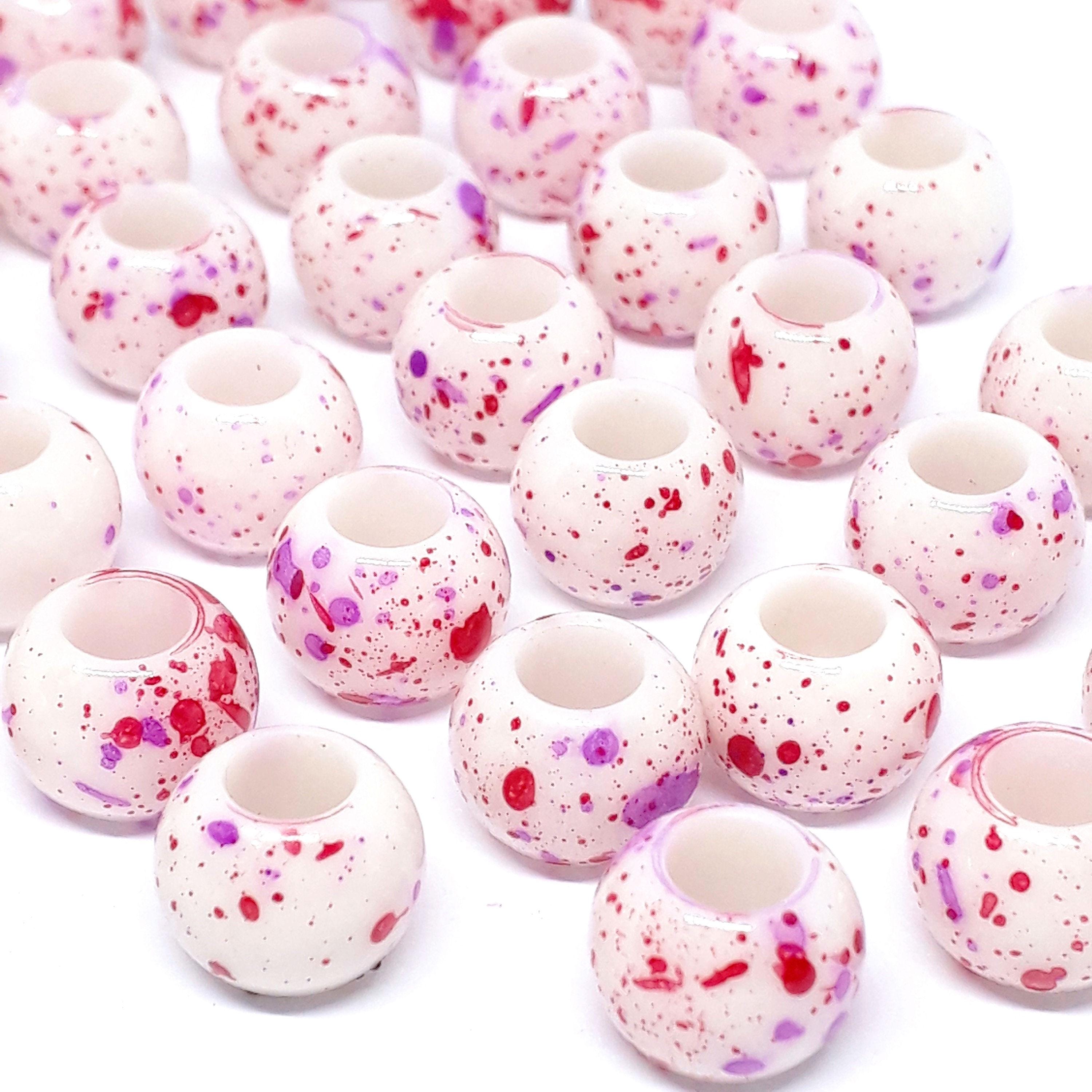 Red & Purple Mottled Acrylic Pony 10mm - 50pcs