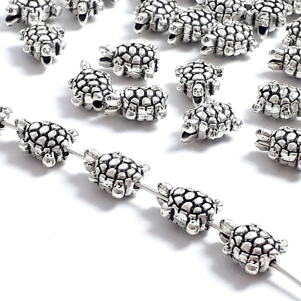 Tortoise Antique Silver 10x8mm - 20pcs
