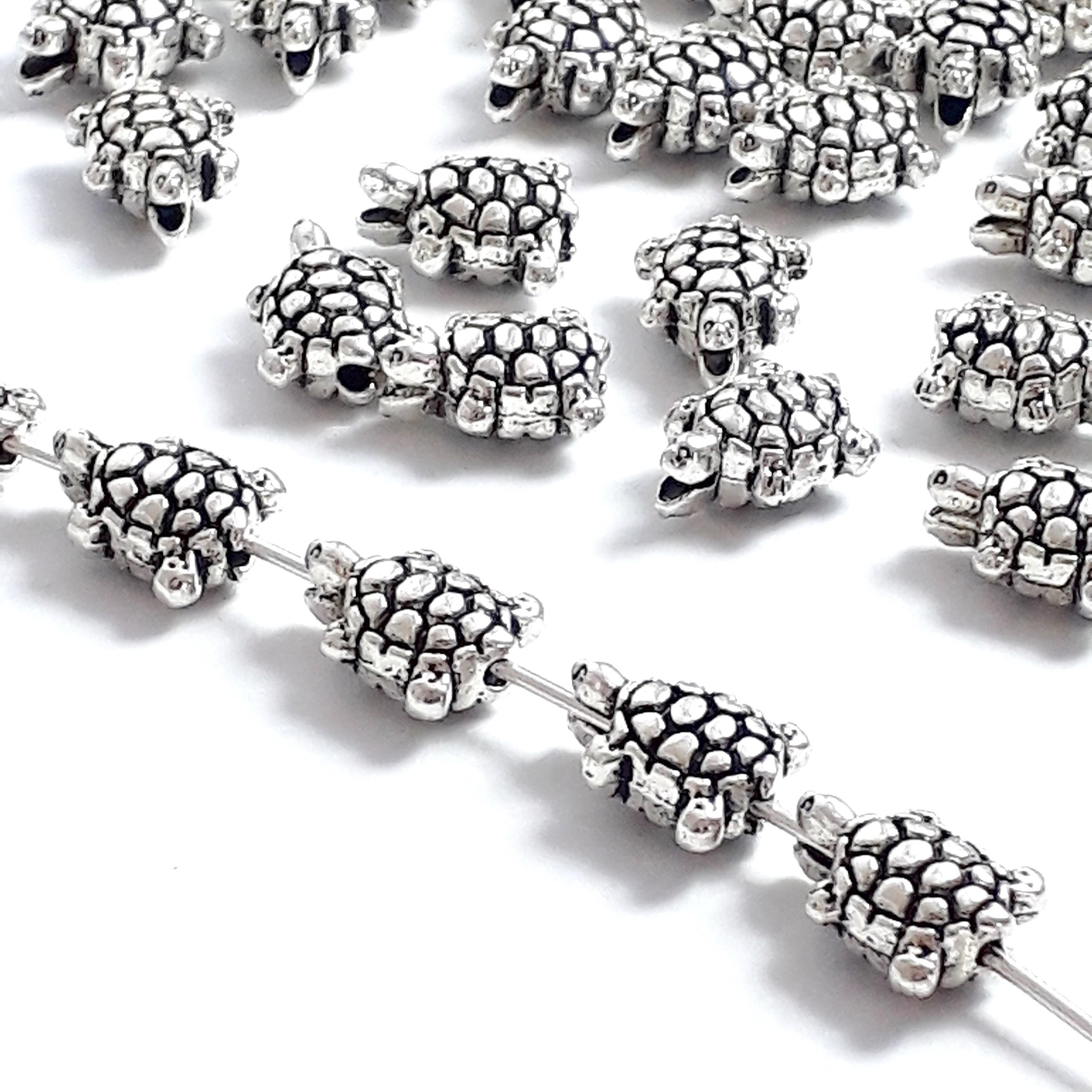 Tortoise Antique Silver 10x8mm - 20pcs