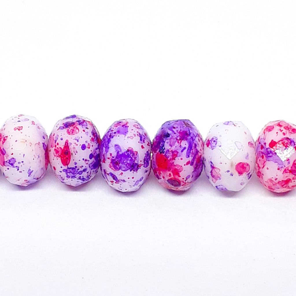 Mottled Purple, Pink & White Czech Glass Faceted Rondelle 5x3mm - 40pcs