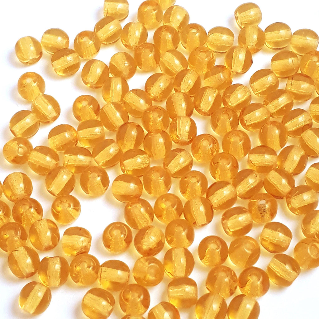 Transparent Amber Czech Glass Druk Round 4mm - 60pcs