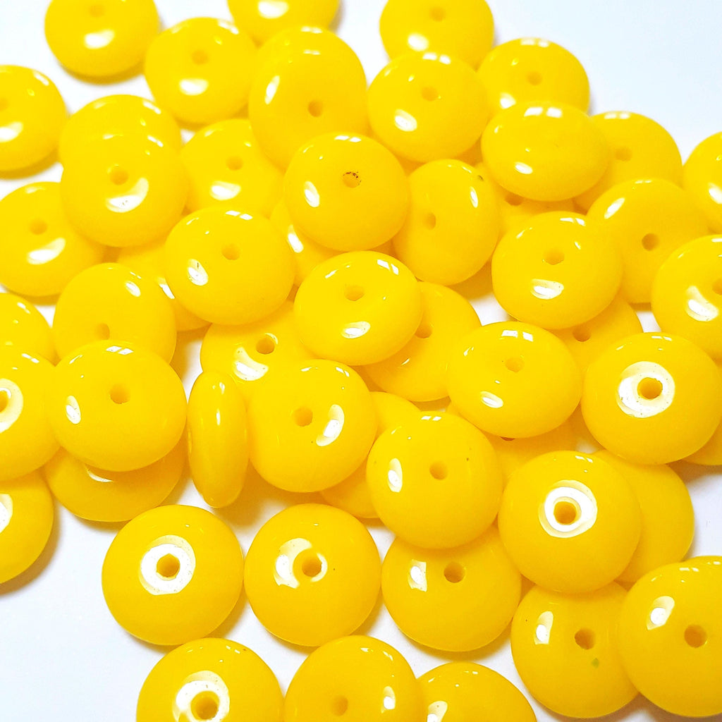 Bright Yellow Czech Glass Druk Disc 8mm - 20pcs