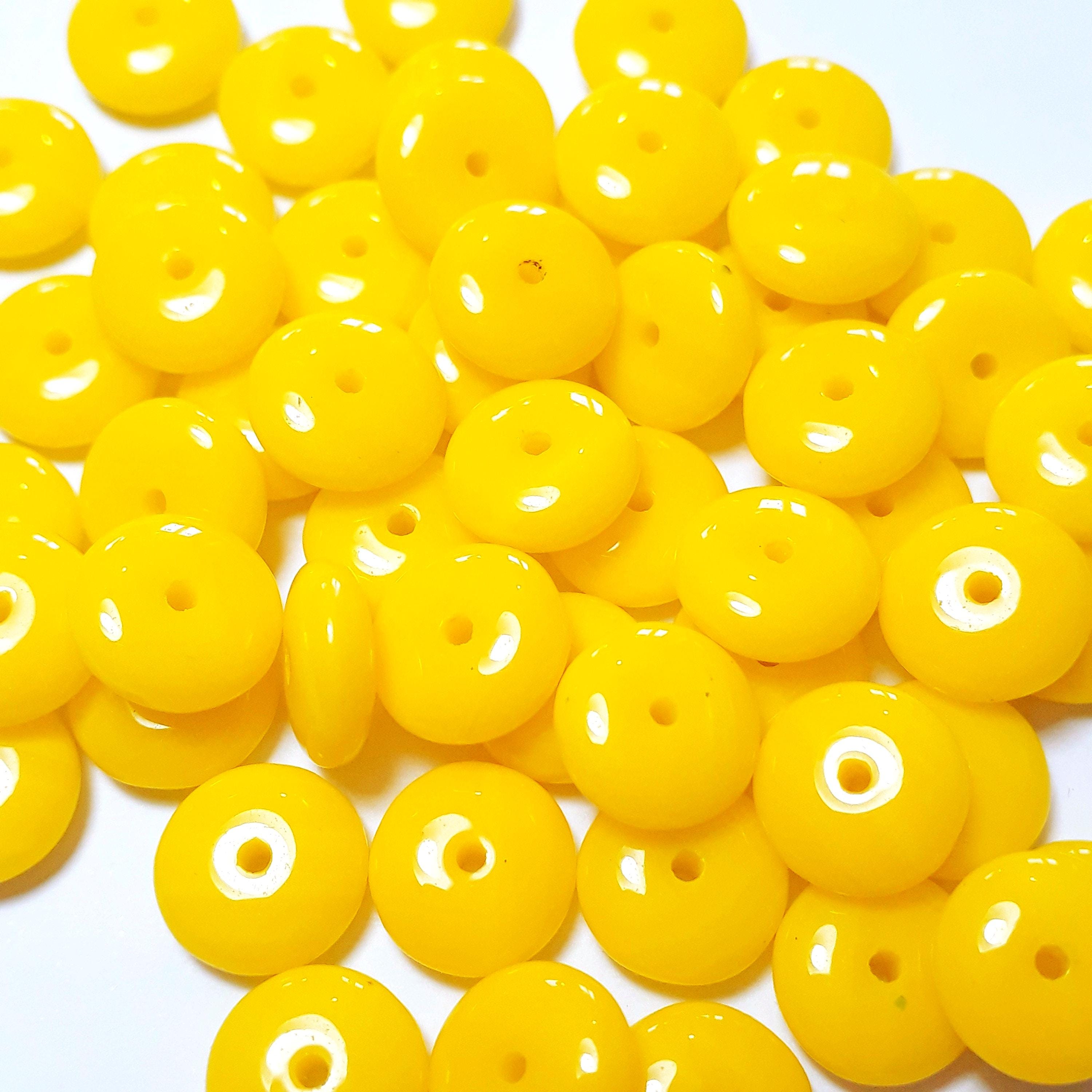 Bright Yellow Czech Glass Druk Disc 8mm - 20pcs