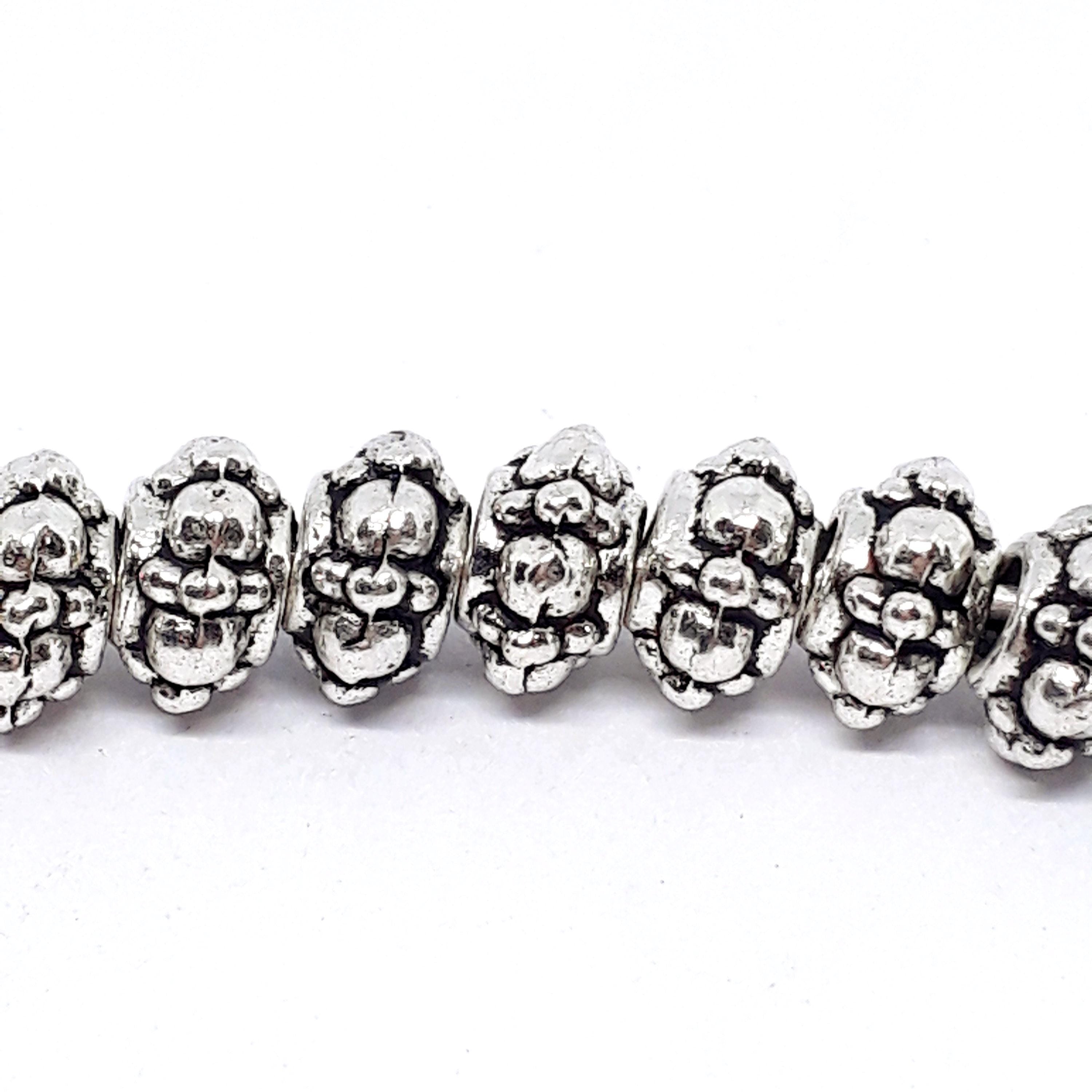 Patterned Donut Antique Silver 6mm - 50pcs