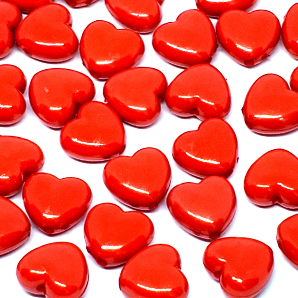 Red Love Heart Acrylic 11x10mm - 50pcs