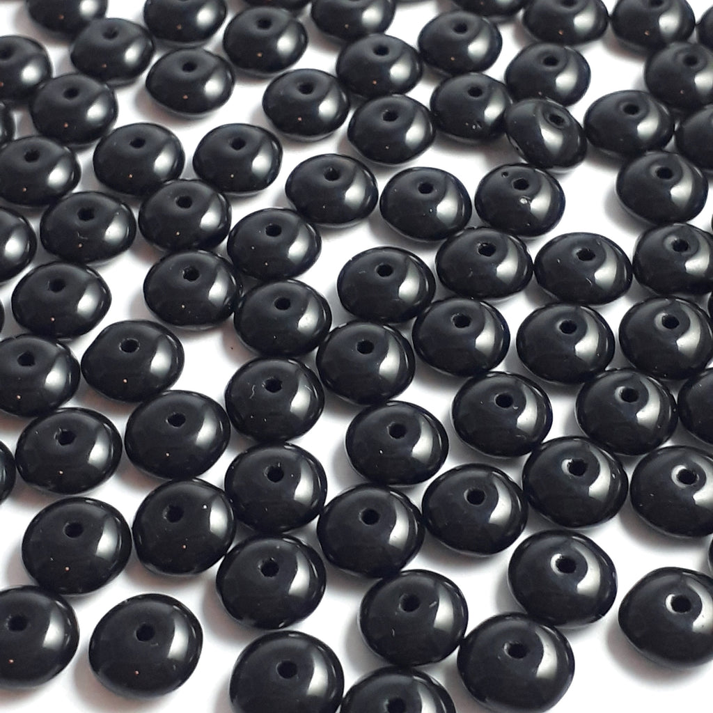 Black Czech Glass Rondelle 6mm - 40pcs