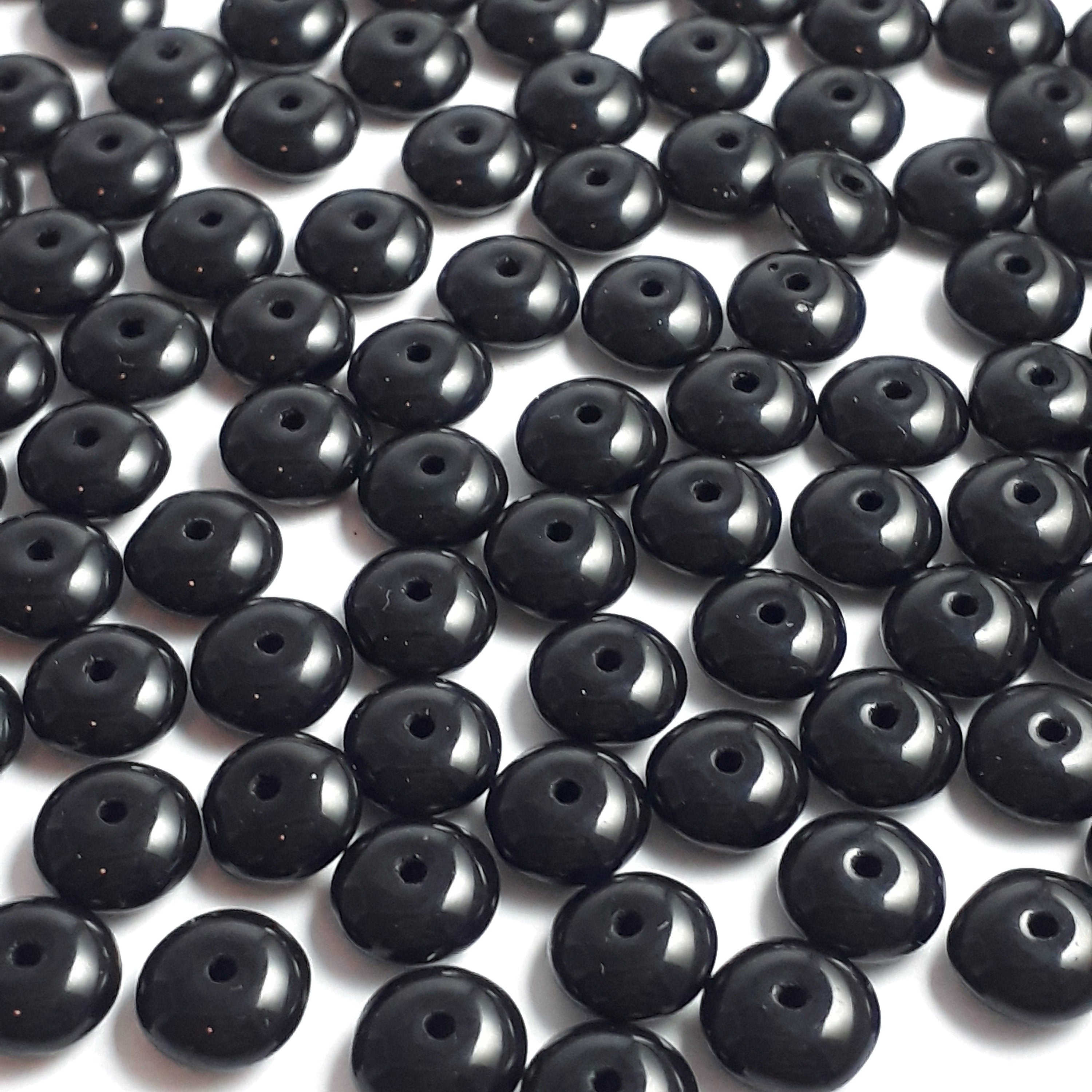 Black Czech Glass Rondelle 6mm - 40pcs