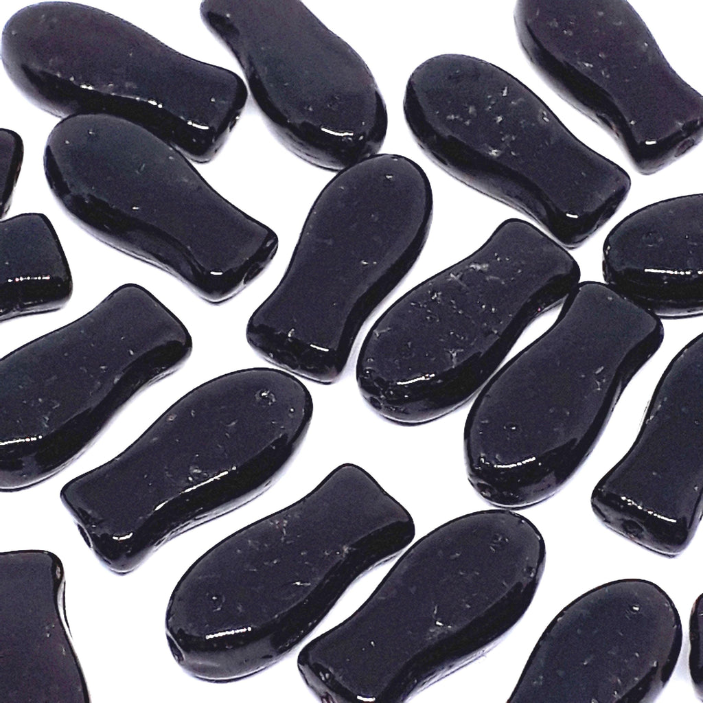 Black Fish Czech Glass 14x7mm - 10pcs
