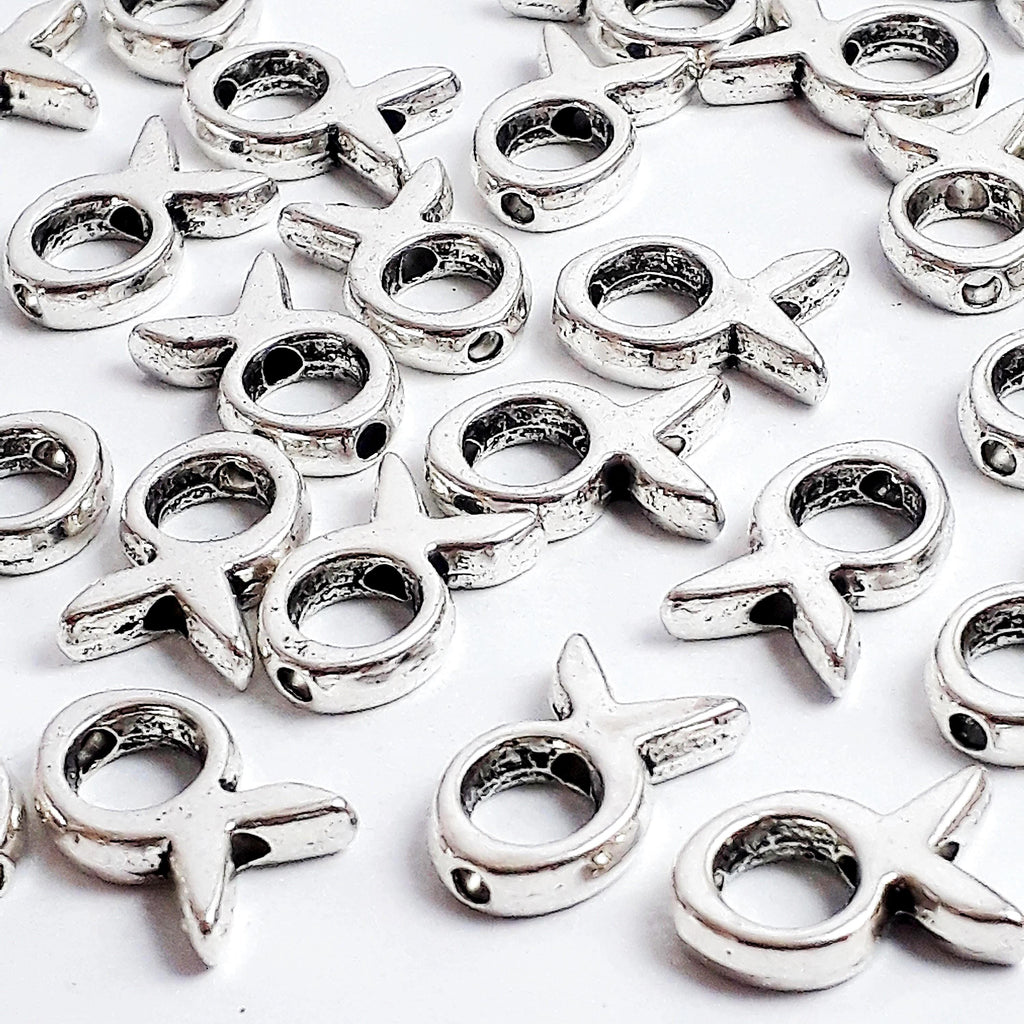 Hollow Fish Antique Silver 13x9mm - 10pcs