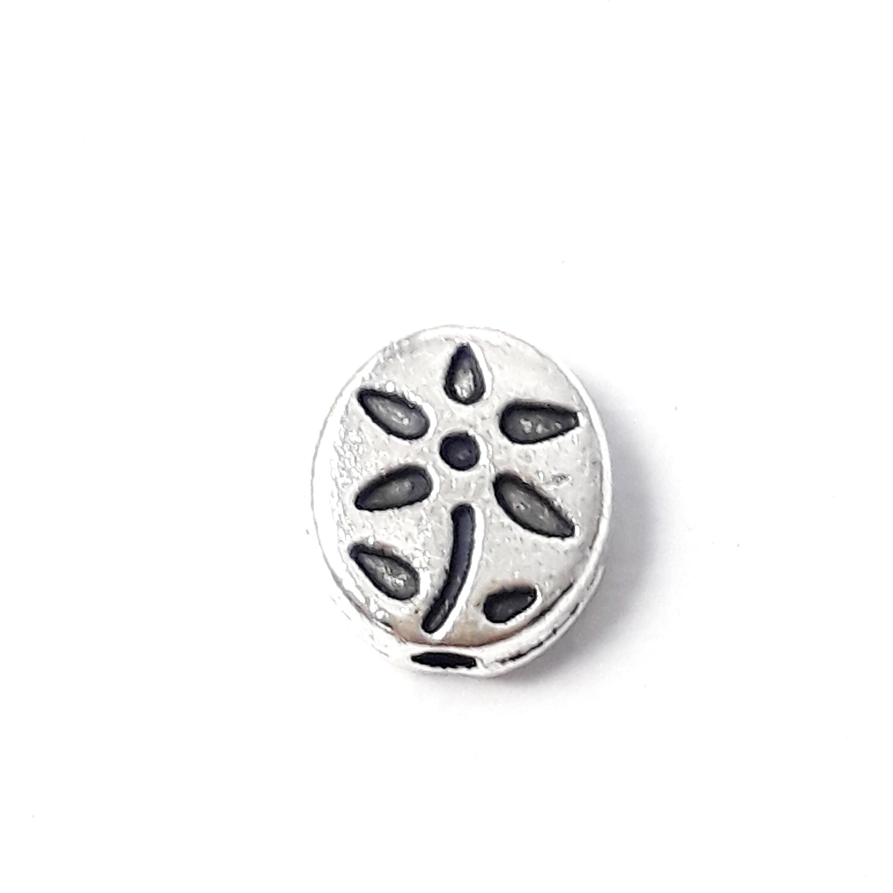Oval Flower Antique Silver 7mm - 20pcs