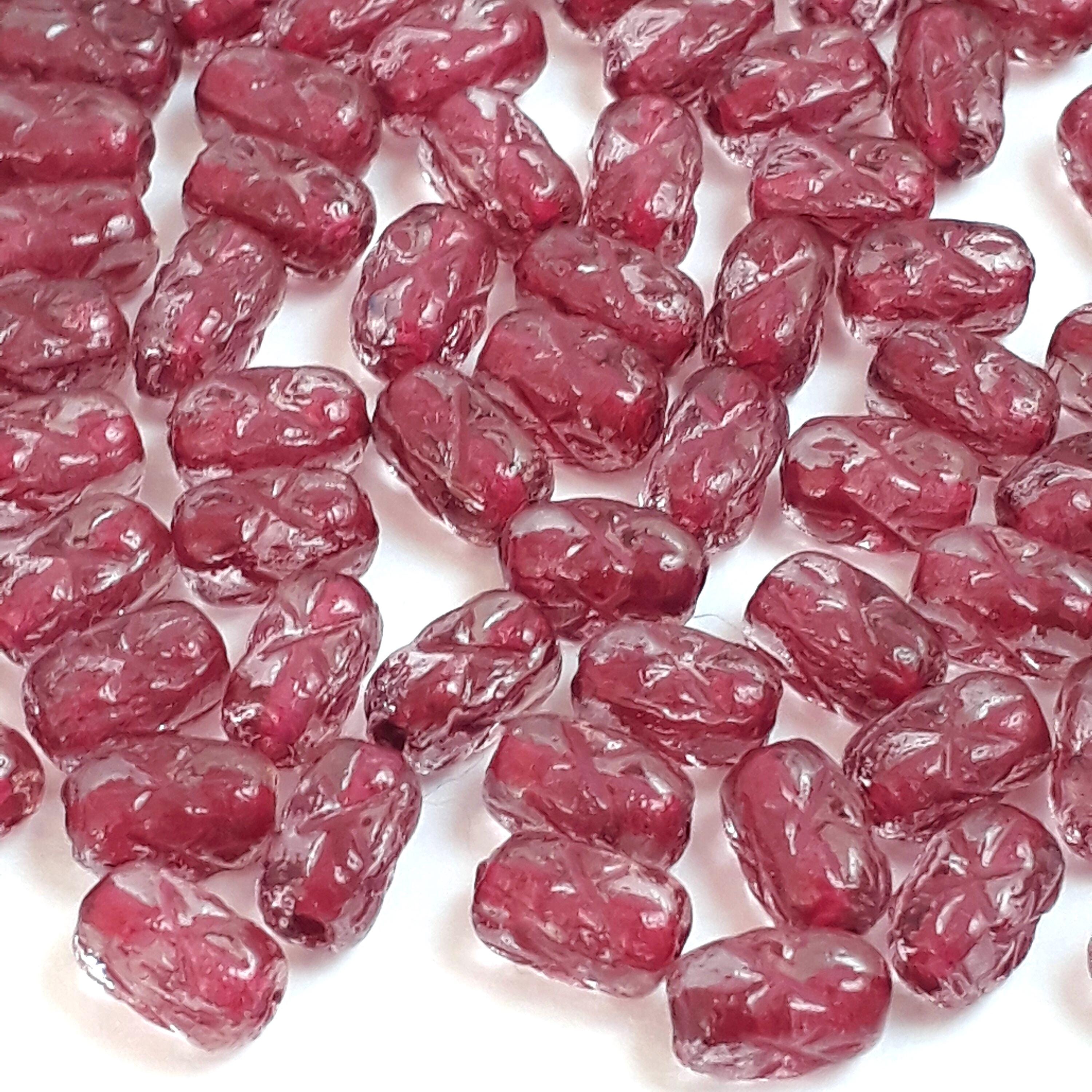 Clear & Mauve-Lined Star Czech Glass Tube 6x4mm - 30pcs