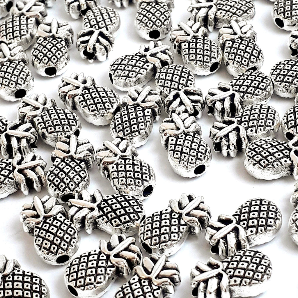 Pineapple Fruit Antique Silver 10x6mm - 10pcs