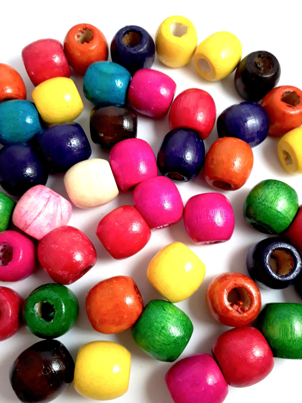 Wooden Drum Mixed Colour 17x16mm - 25pcs