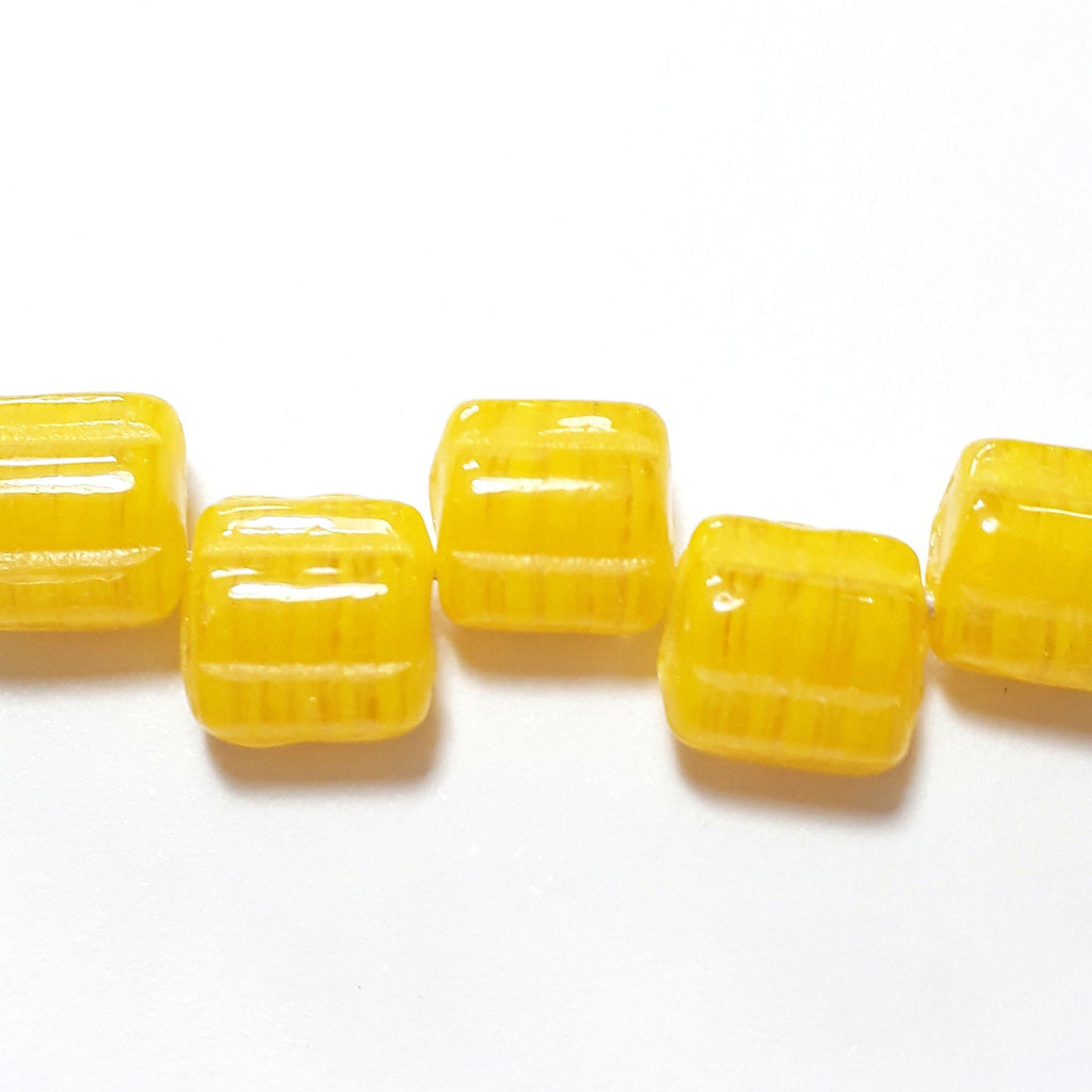 2-Hole Yellow Czech Glass Square 6mm - 20pcs
