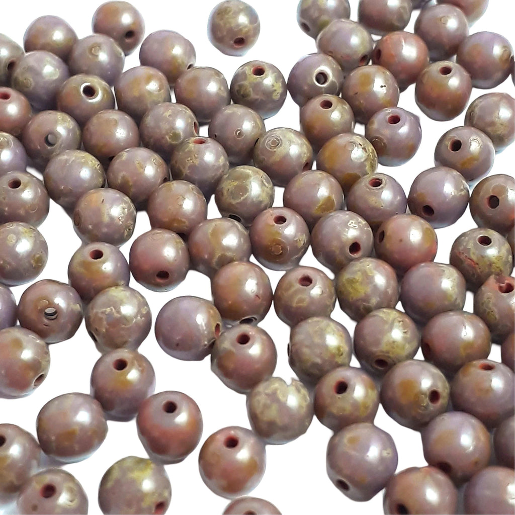 Purple Picasso Czech Glass Round 4mm - 60pcs