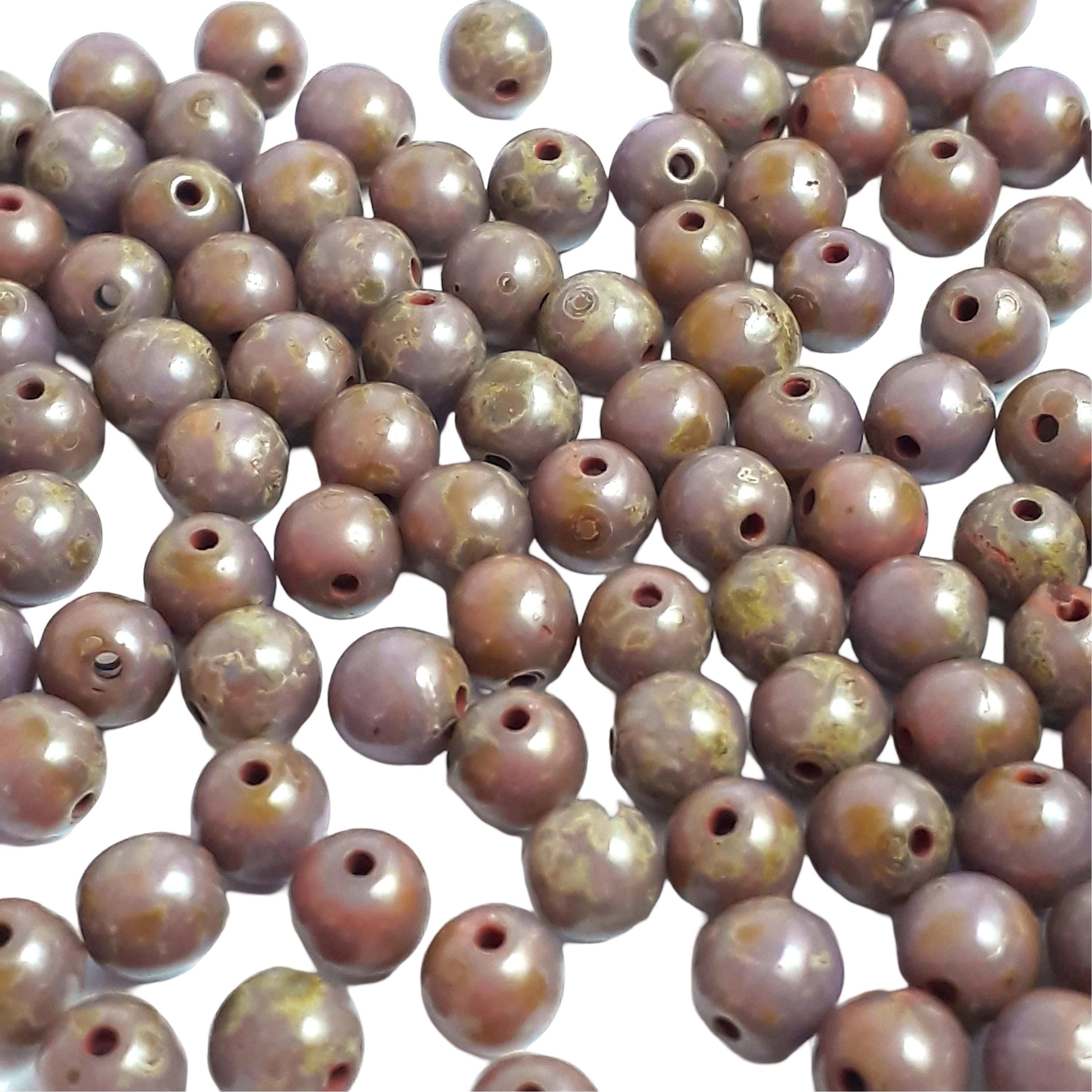 Purple Picasso Czech Glass Round 4mm - 60pcs