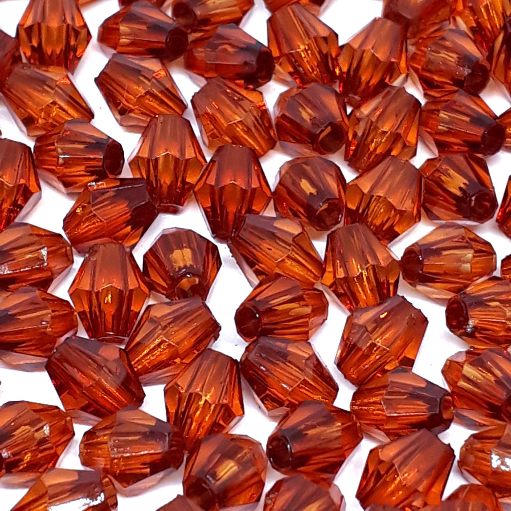 Brown Acrylic Faceted Oval Bicone 6x5mm 30g