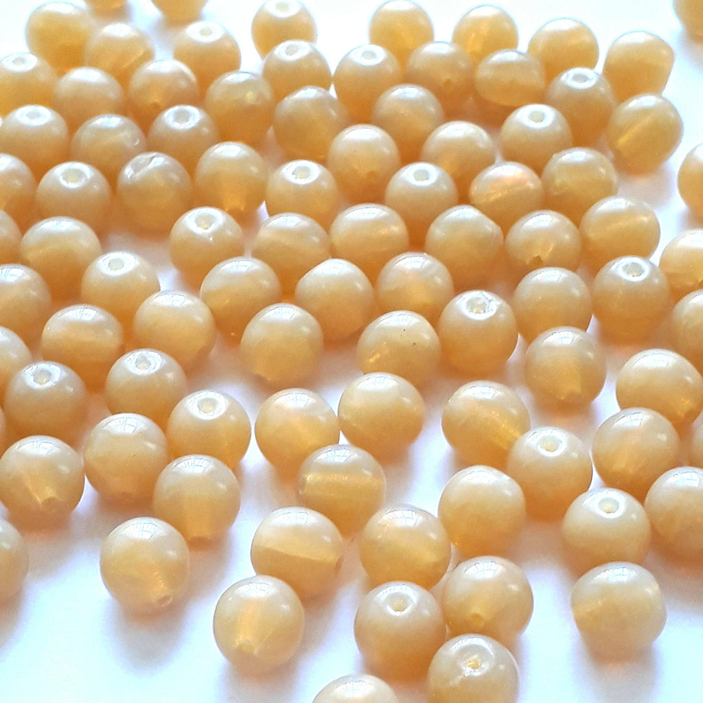Cloudy Beige Czech Glass Round 6mm - 30pcs