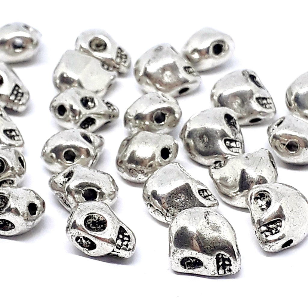 Small Skull Antique Silver 8x6mm - 10pcs