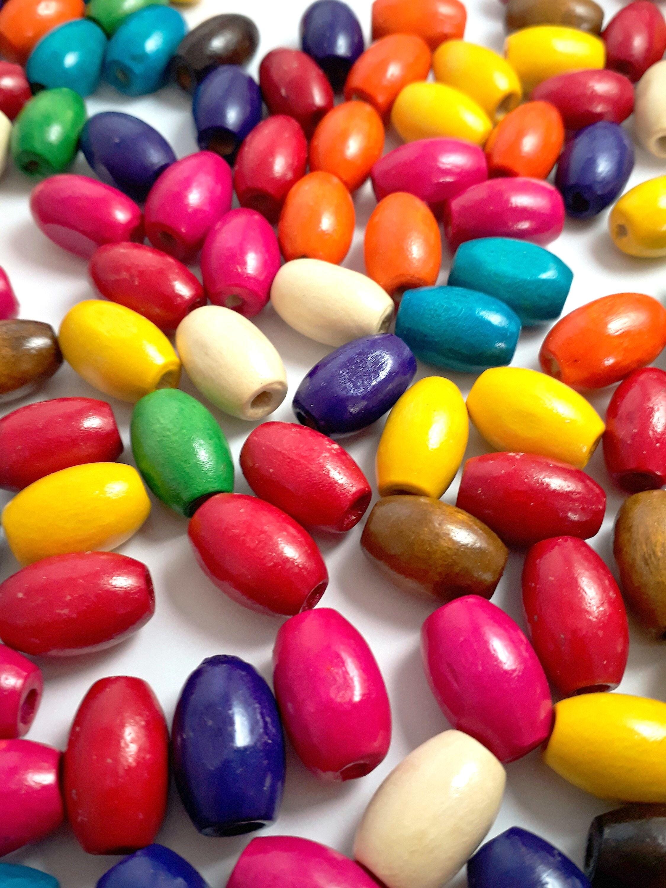 Wooden Oval Mixed Colour 15x10mm - 50pcs