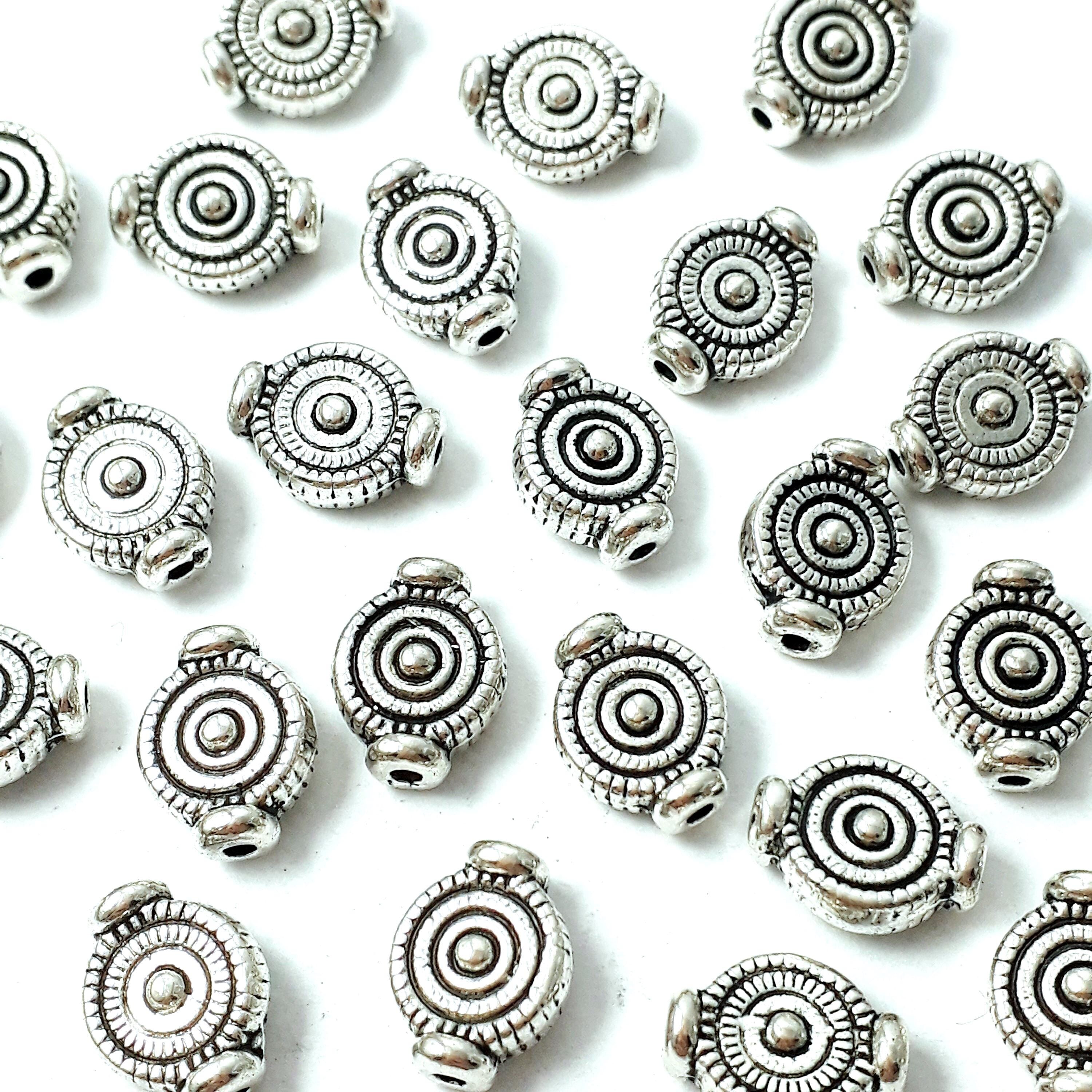 Pattern Coin Antique Silver 10x7mm - 20pcs