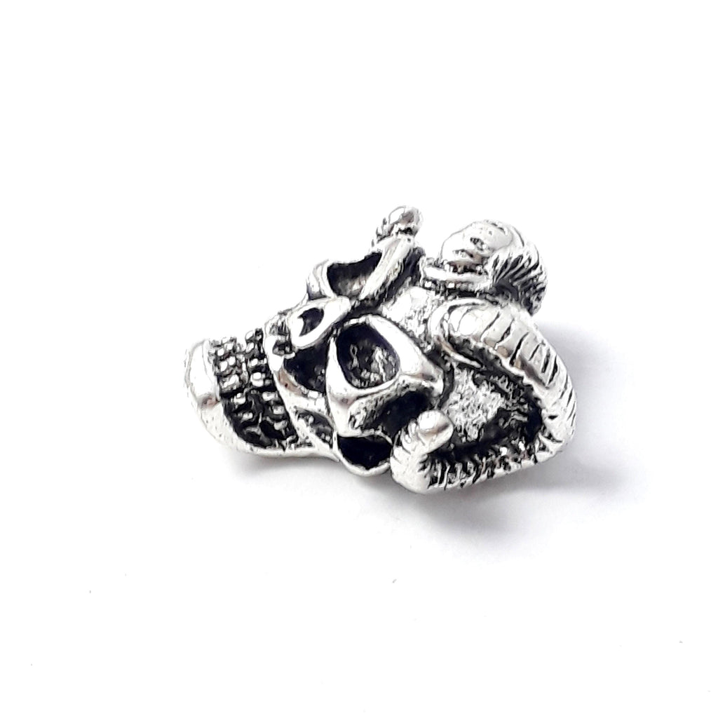Baphomet Horned Demon Skull Silver 15x12mm - 2pcs
