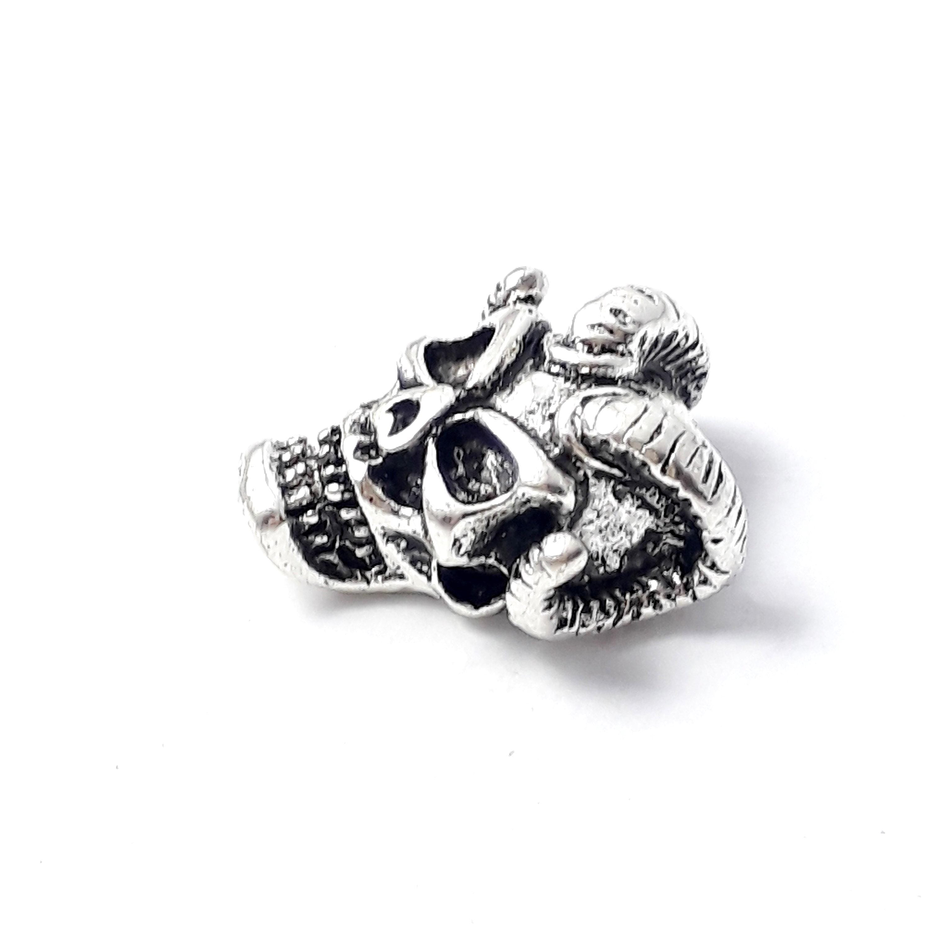 Baphomet Horned Demon Skull Silver 15x12mm - 2pcs