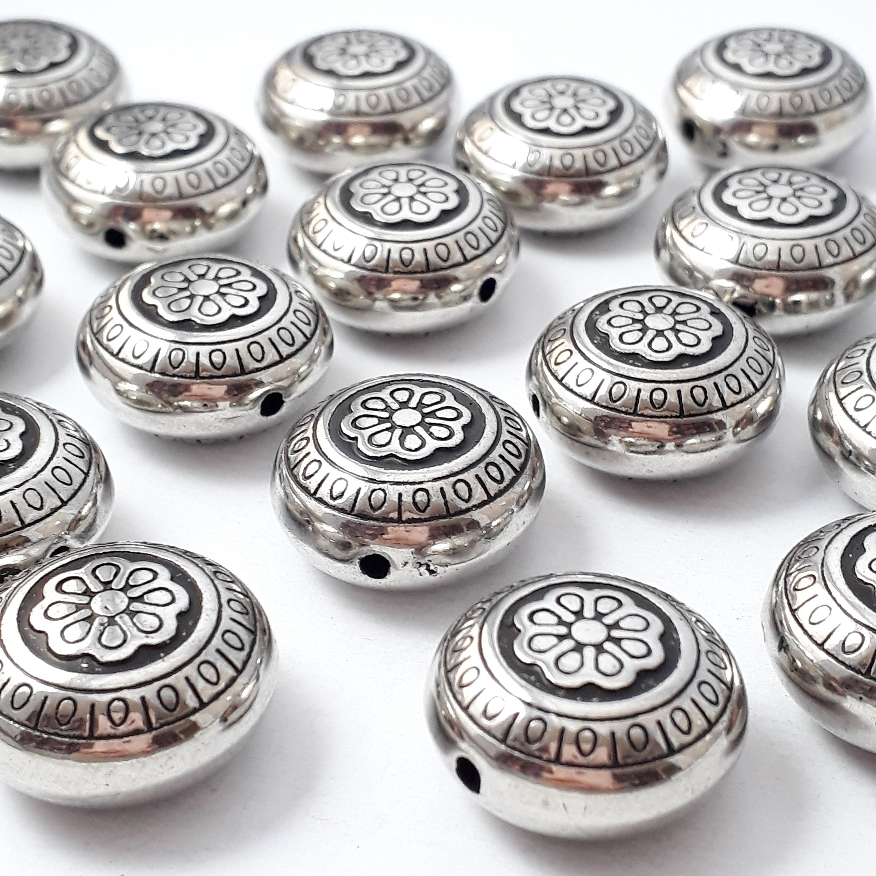 Antique Silver Plastic CCB Round Cushion 20mm - 5pcs