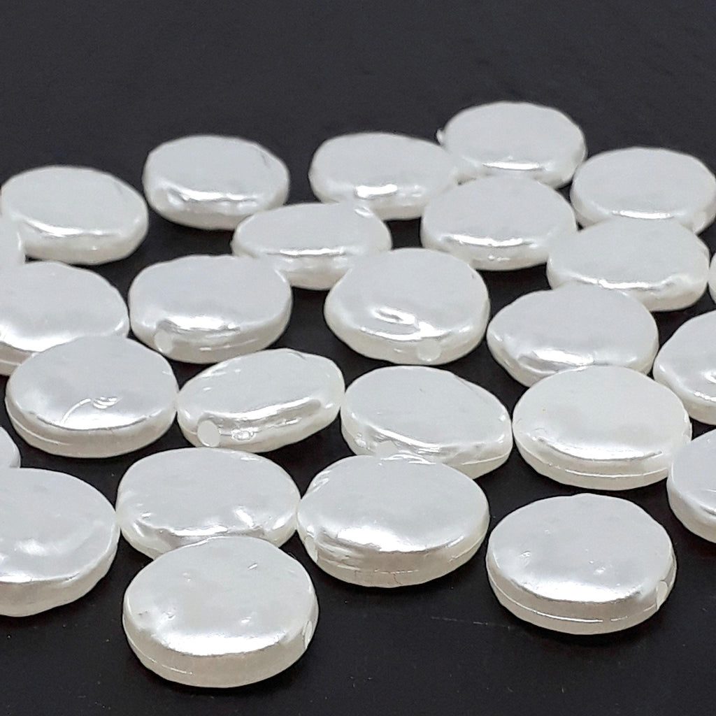 Acrylic Pearl Hammered Coin 14mm - 25pcs