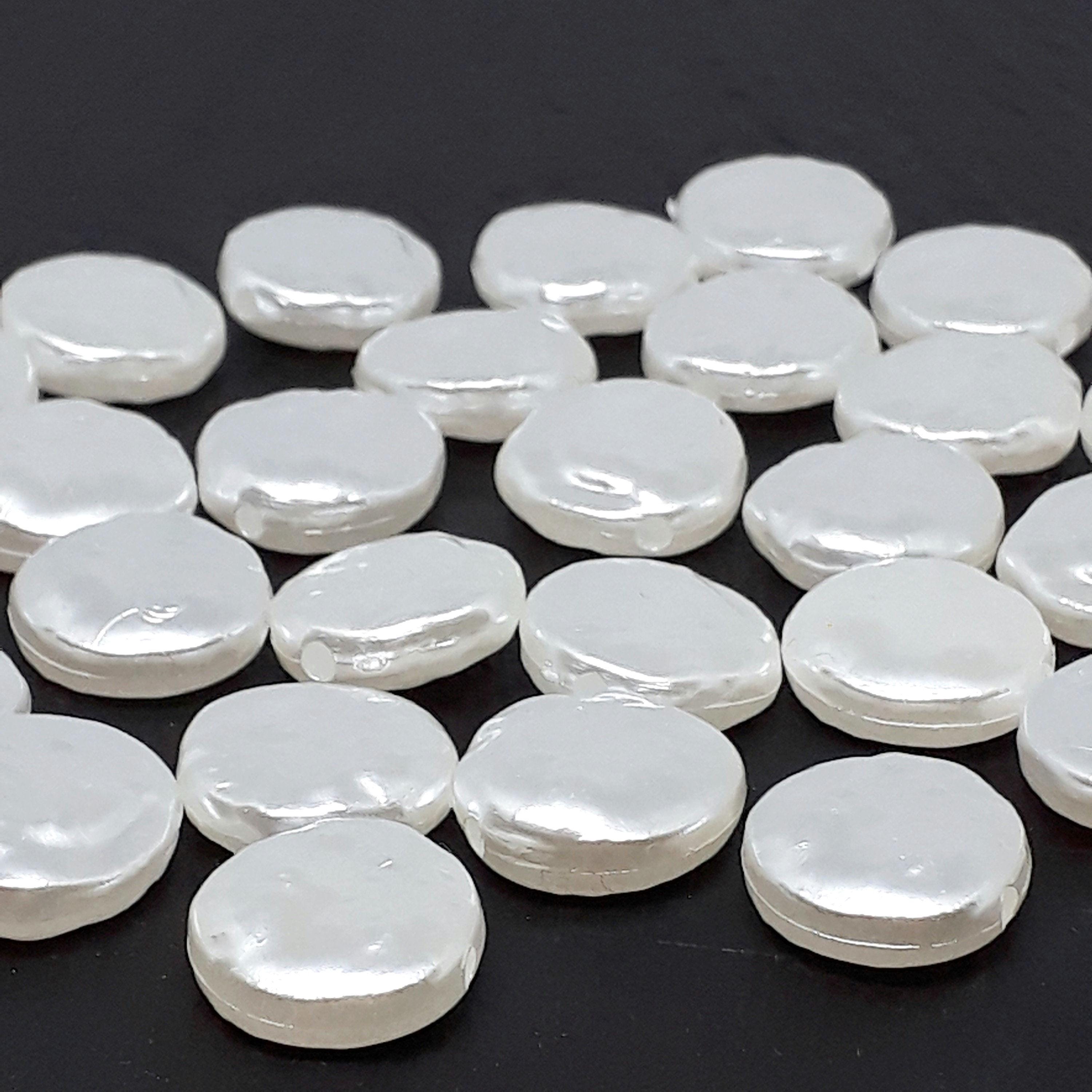 Acrylic Pearl Hammered Coin 14mm - 25pcs