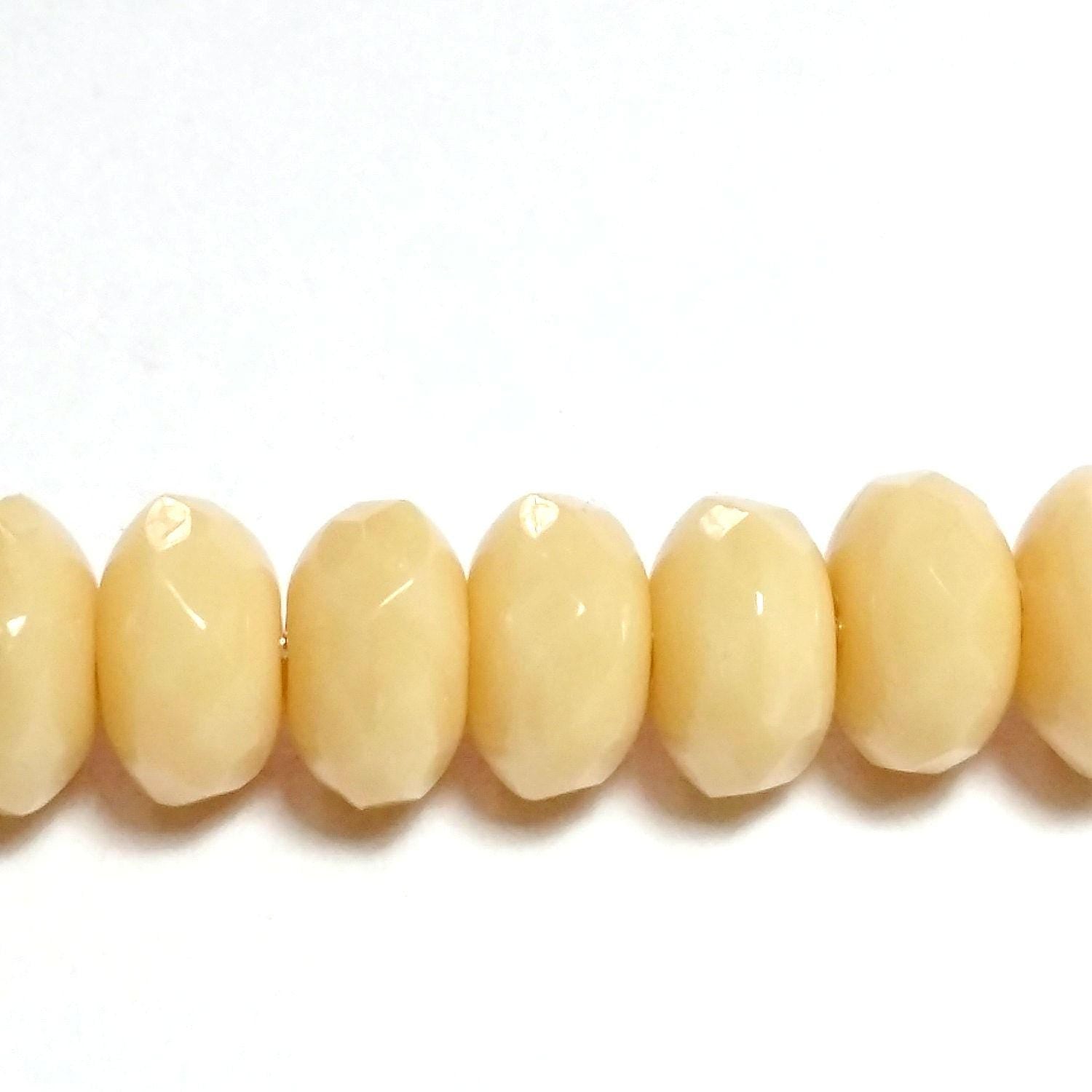 Beige Czech Glass Faceted Rondelles 7x4mm - 20pcs