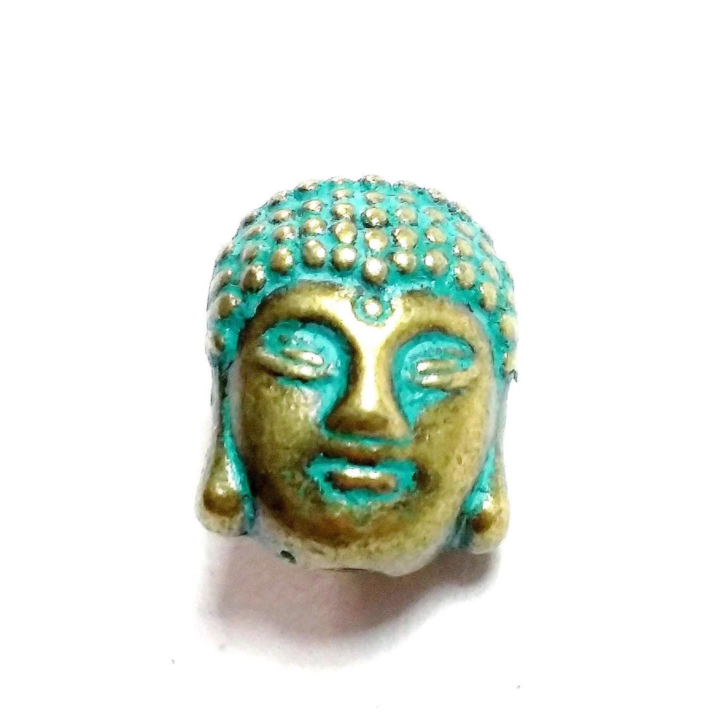 Patina Buddha Head Antique Bronze 11x9mm - 6pcs