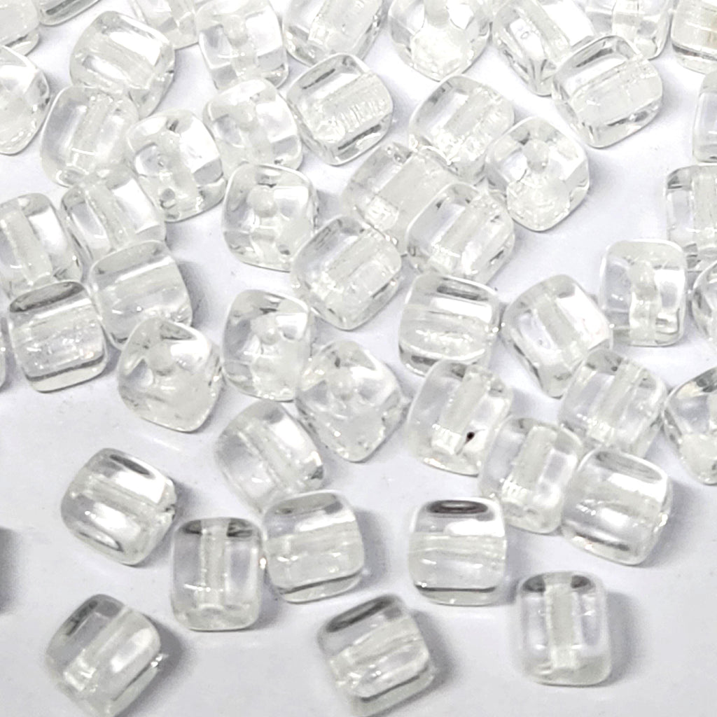 Clear Czech Glass Druk Cube Beads 4mm - 40pcs