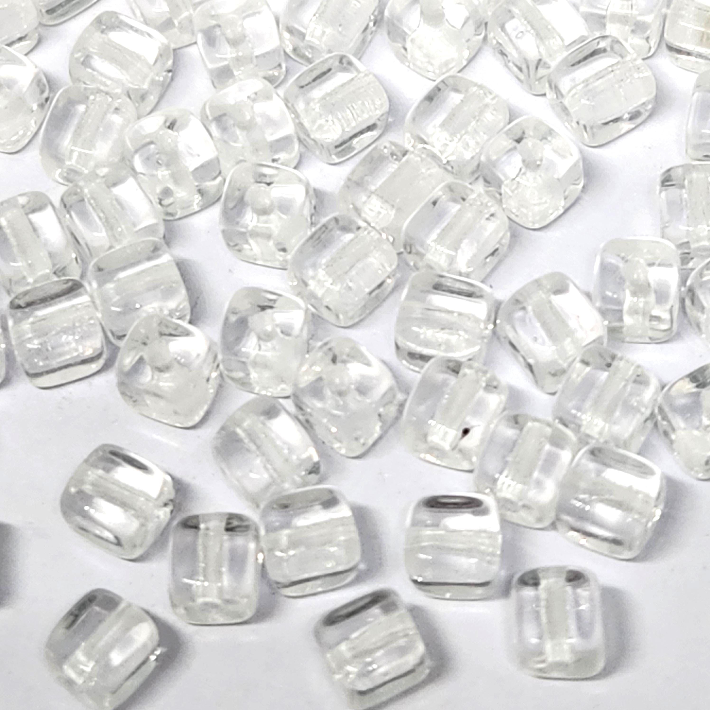 Clear Czech Glass Druk Cube Beads 4mm - 40pcs