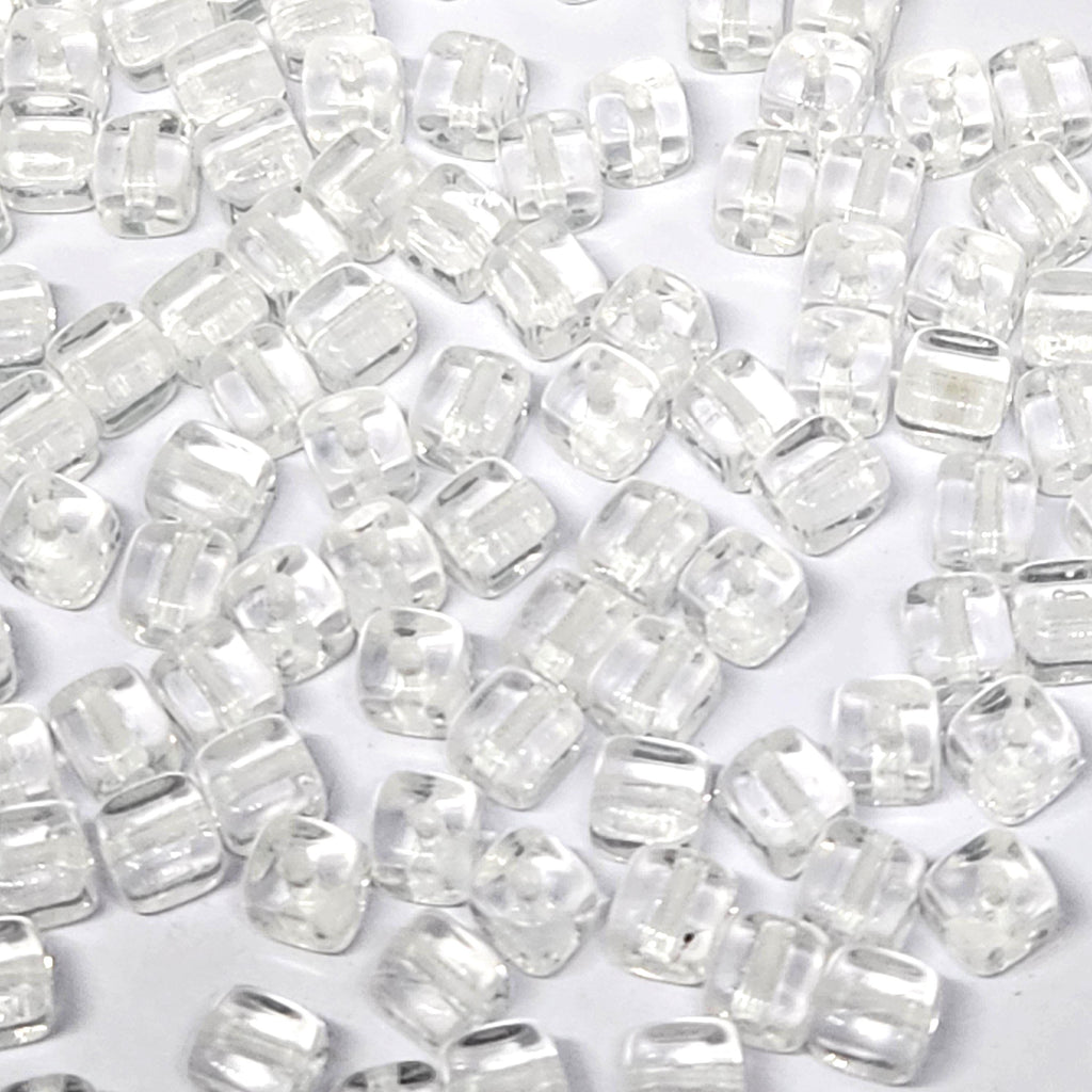 Clear Czech Glass Druk Cube Beads 4mm - 40pcs