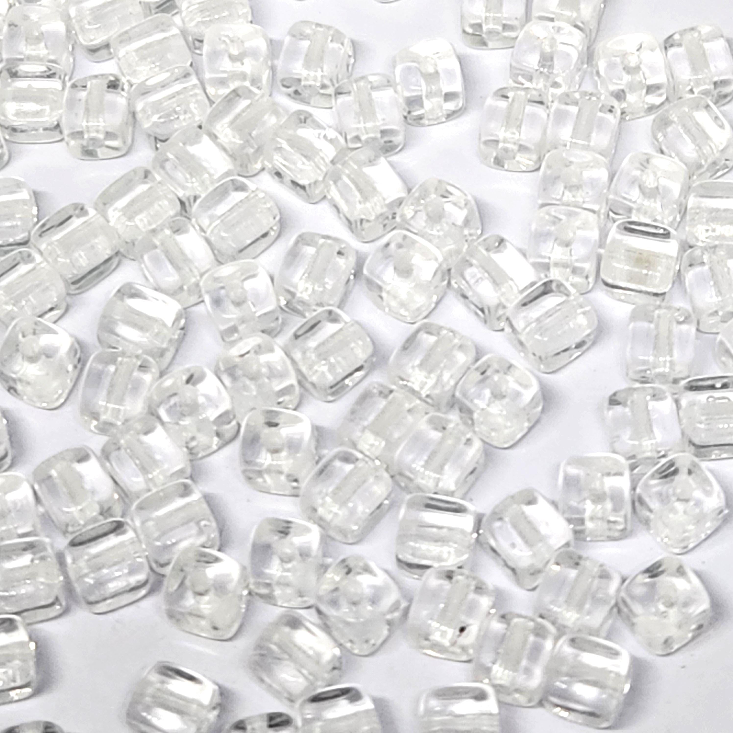 Clear Czech Glass Druk Cube Beads 4mm - 40pcs