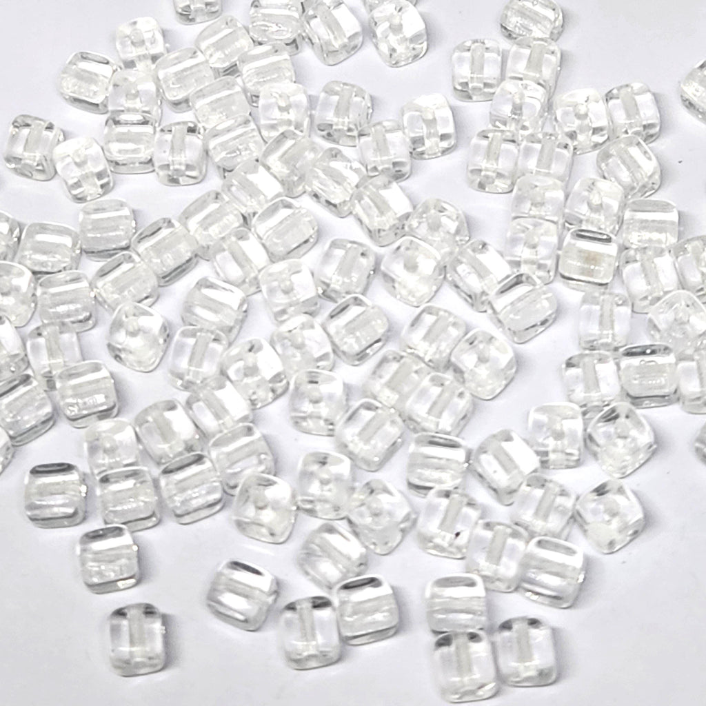 Clear Czech Glass Druk Cube Beads 4mm - 40pcs