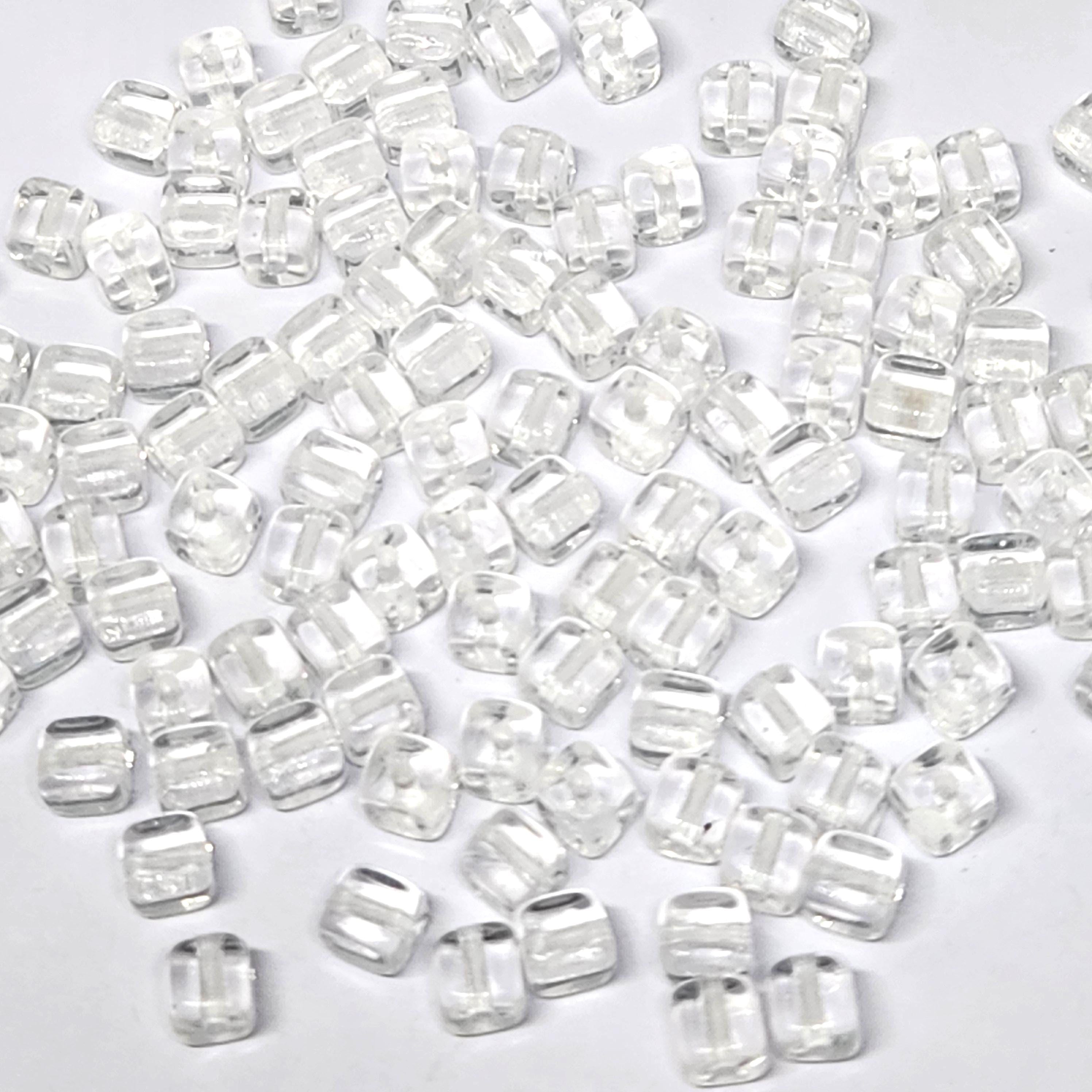 Clear Czech Glass Druk Cube Beads 4mm - 40pcs
