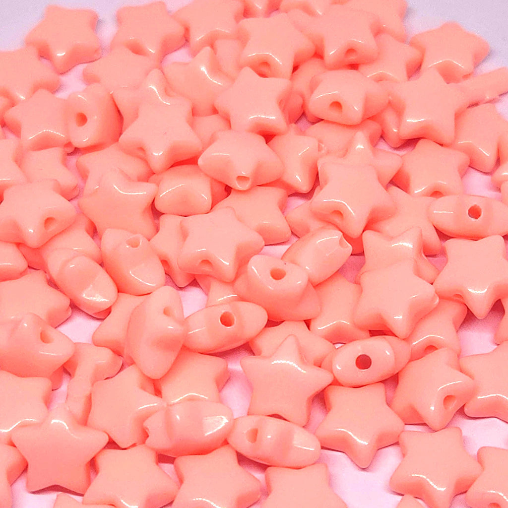 Coral Acrylic Star Beads 11mm - 100pcs