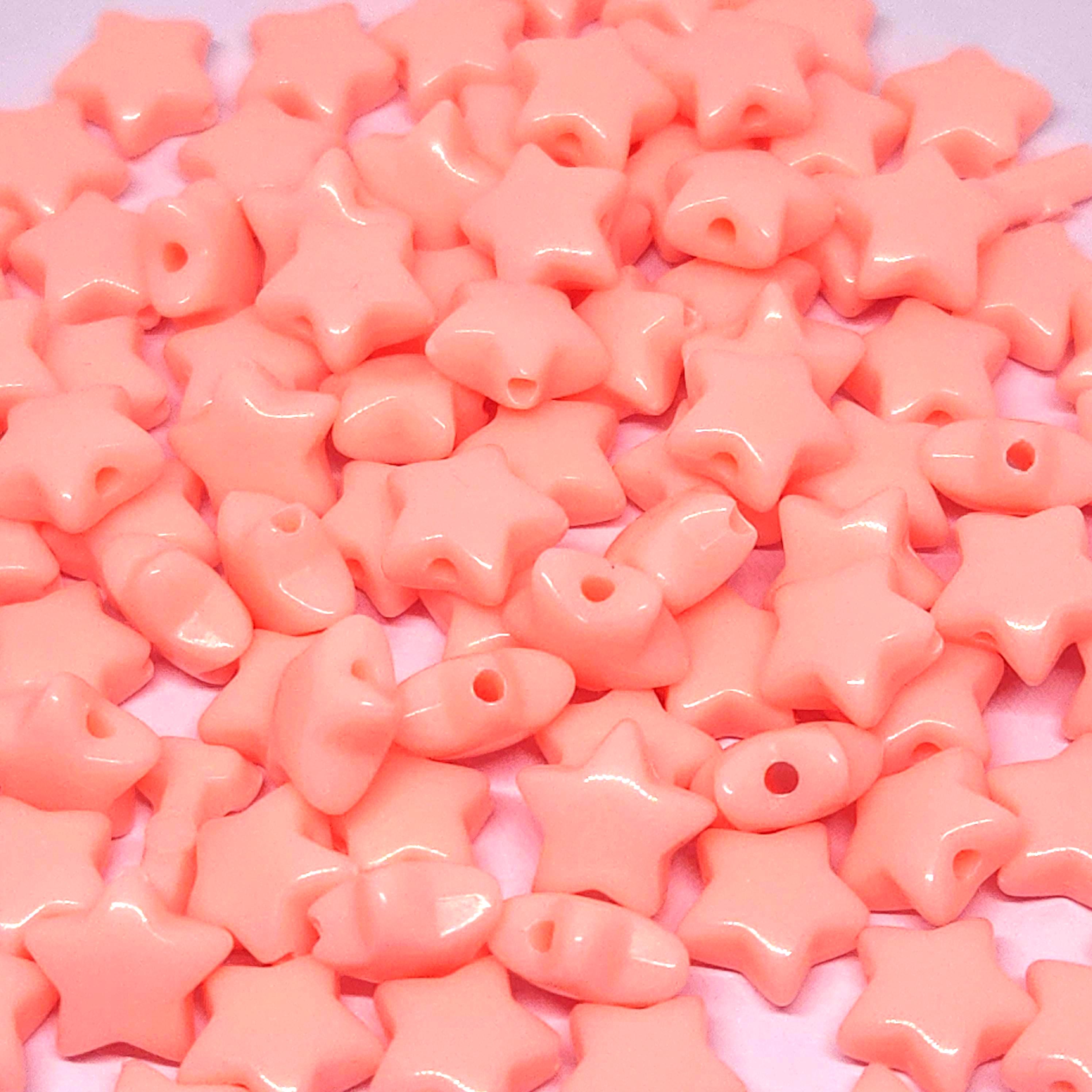 Coral Acrylic Star Beads 11mm - 100pcs