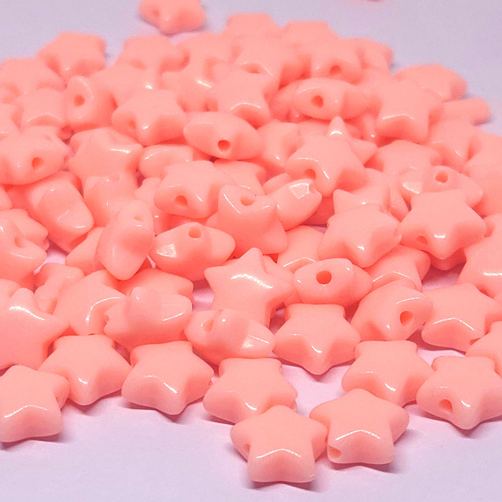 Coral Acrylic Star Beads 11mm - 100pcs