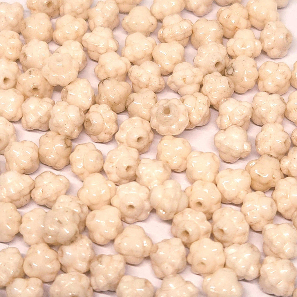 Beige Opaque Czech Glass Bicone Beads 6mm - 40pcs