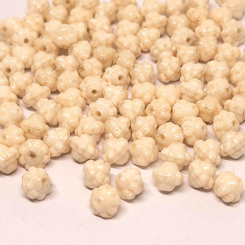 Beige Opaque Czech Glass Bicone Beads 6mm - 40pcs