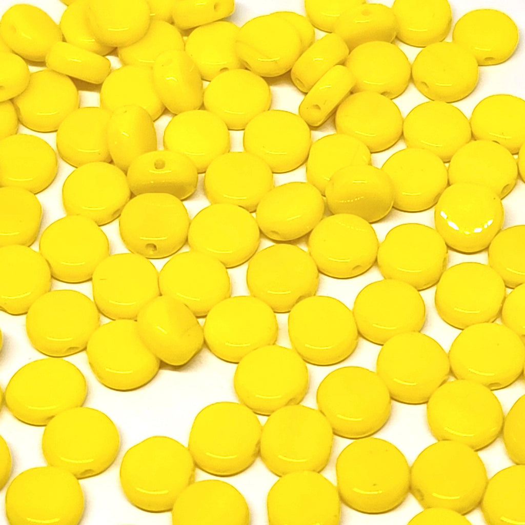 Yellow Czech Glass Druk Coin Beads 6mm - 40pcs