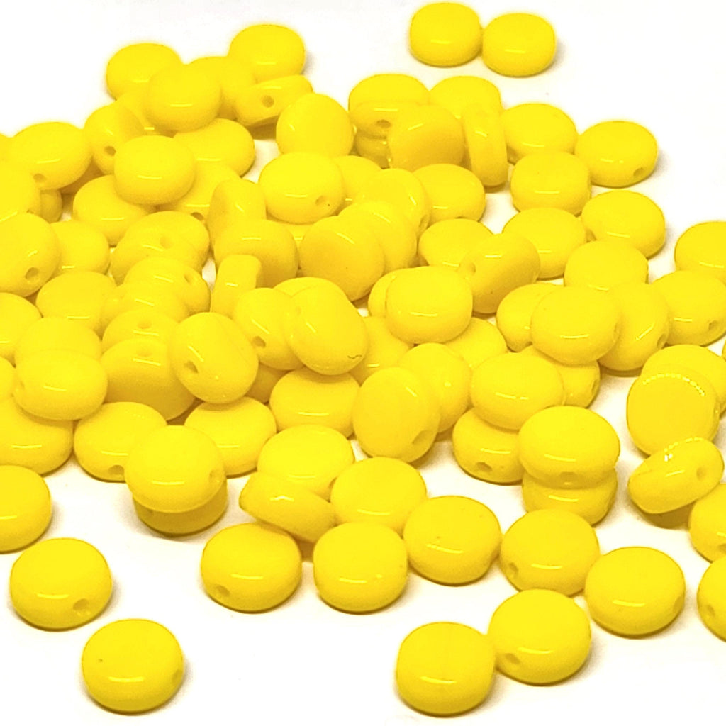 Yellow Czech Glass Druk Coin Beads 6mm - 40pcs