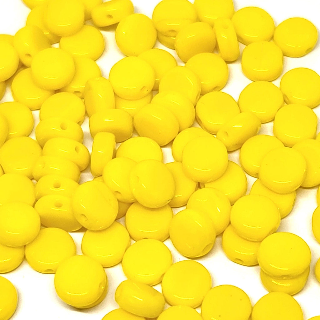 Yellow Czech Glass Druk Coin Beads 6mm - 40pcs